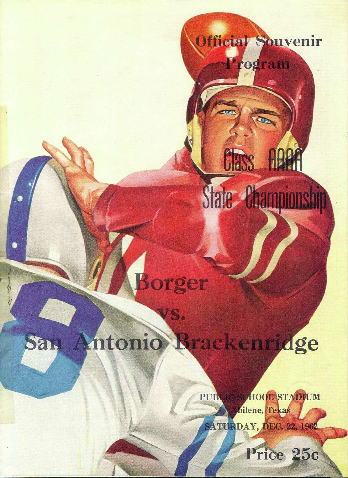 The cover of the 1962 Brackenridge vs. Borger Class 4A state championship official souvenir program.