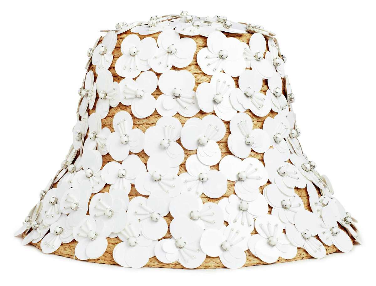 Kate Spade New York Madison Avenue Collection raffia Paillette Flower hat, $448 at katespade.com.