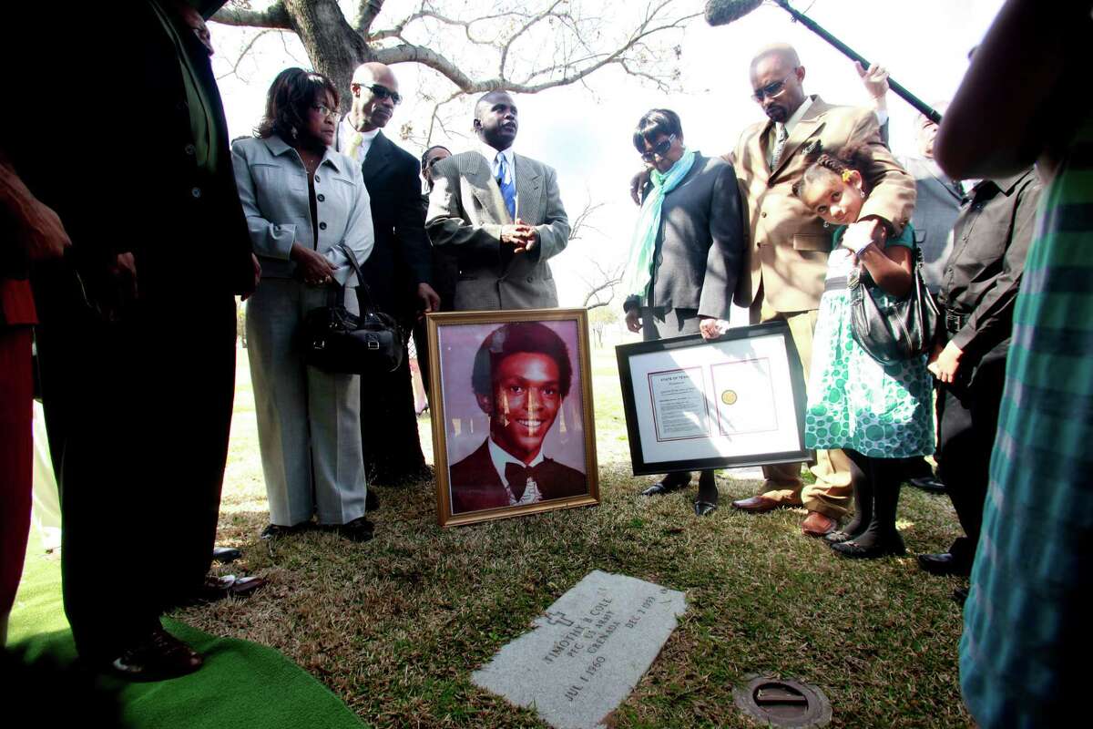 The case of Tim Cole, wrong convicted of a rape and who died in prison in 1999, is a case study for why Texas needs an innocence commission. He was posthumously exonerated. Such a commission would review mistakes with an eye toward not repeating them. In 2010, members of the Timothy Cole's family stands with his mother, Ruby Session, center, at his grave site at Mount Olivet Cemetery in Fort Worth,