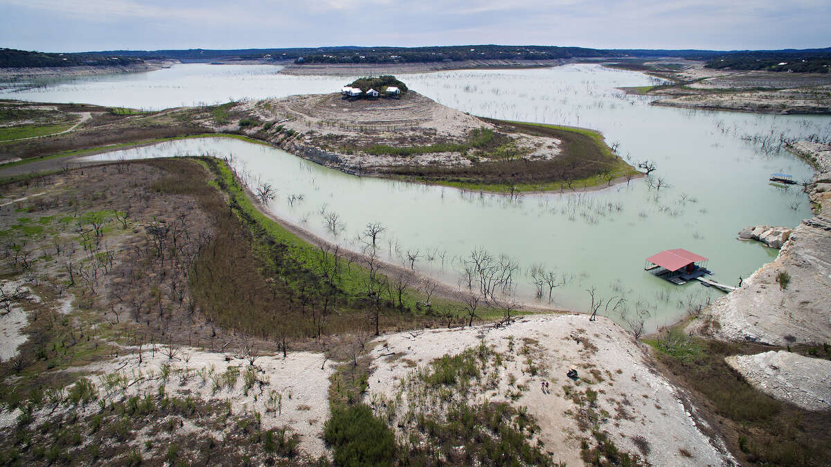 Aerial photos capture a slowly recovering Medina Lake