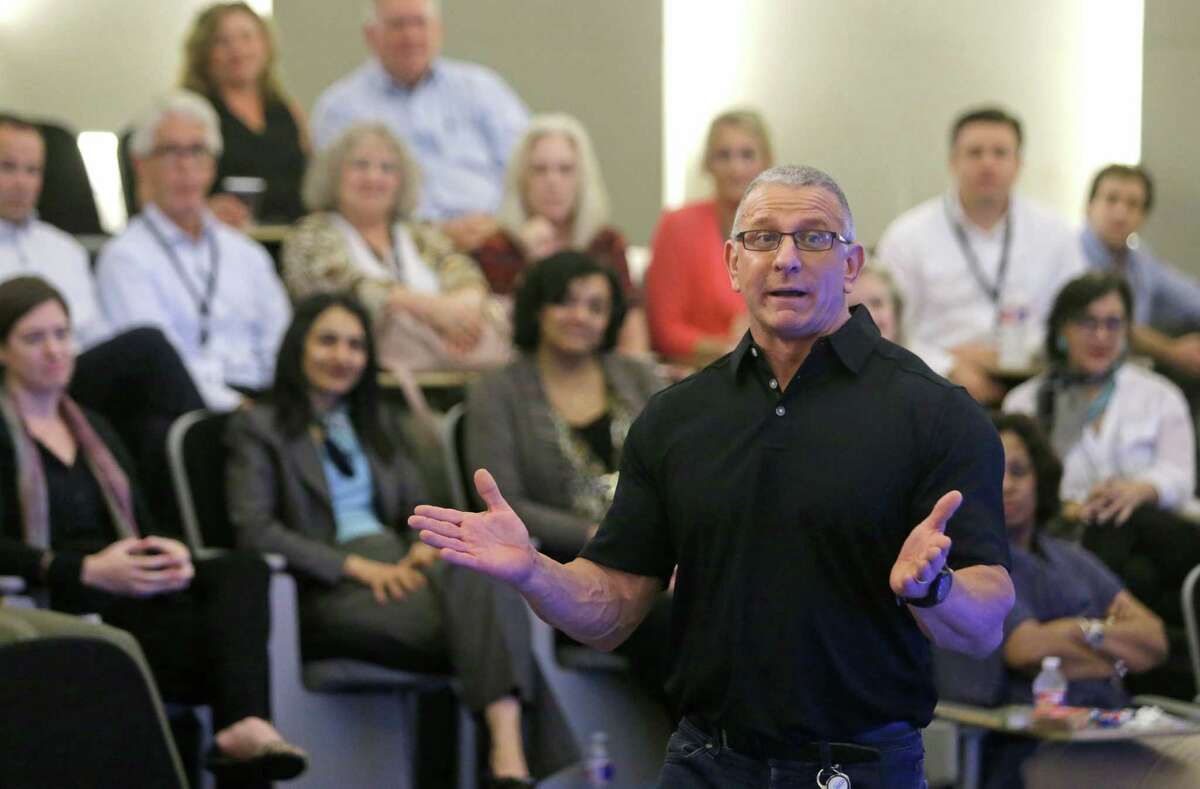 Celebrity chef Robert Irvine speaks at Sysco headquarters, 1390 Enclave Parkway, Thursday, April 23, 2015, in Houston. Irvine is extending his partnership with Sysco for another year. ( Melissa Phillip / Houston Chronicle )