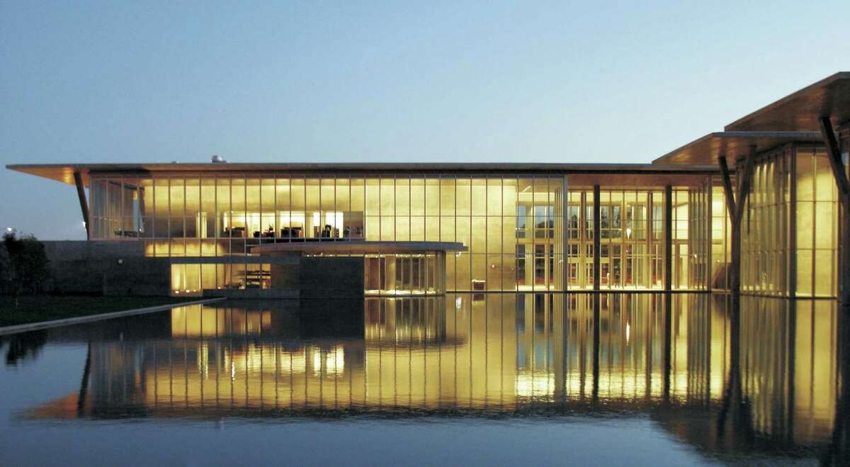 The Modern Art Museum of Fort Worth's building, designed by the Japanese architect Tadao Ando, is accented by a 1.5-acre pond.