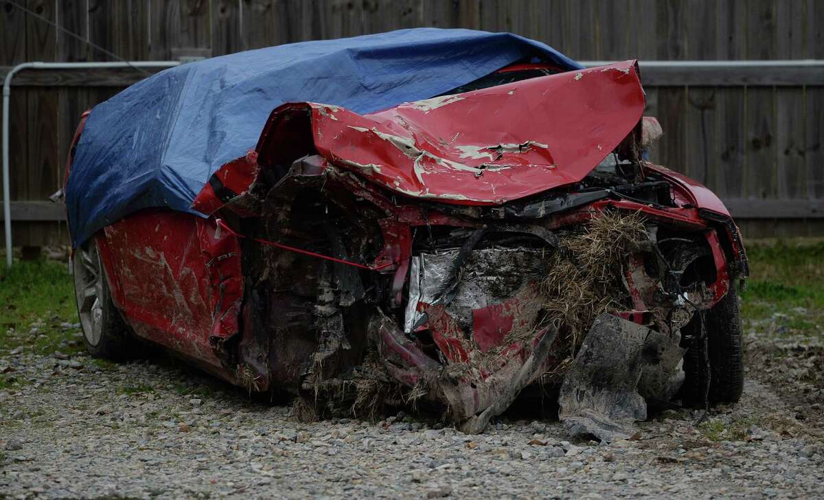 The Camaro that Crystal Boyett's was said to be driving in Monday's wreck in Lumberton. Photo taken Friday, February 07, 2014 Guiseppe Barranco/@spotnewsshooter