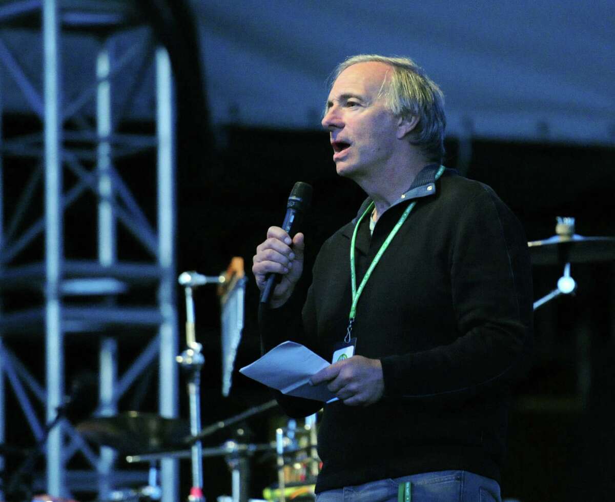 Ray Dalio of Bridgewater Associates speaks during the Greenwich Town Party at Roger Sherman Baldwin Park, Greenwich, Conn., Saturday, May 23, 2015.