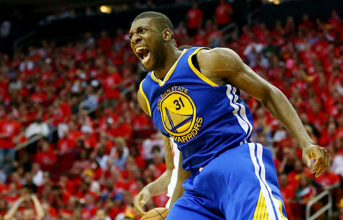 HOUSTON, TX - MAY 25: Festus Ezeli #31 of the Golden State Warriors dunks against the Houston Rockets in the third quarter during Game Four of the Western Conference Finals of the 2015 NBA Playoffs at Toyota Center on May 25, 2015 in Houston, Texas. NOTE TO USER: User expressly acknowledges and agrees that, by downloading and or using this photograph, user is consenting to the terms and conditions of Getty Images License Agreement. (Photo by Ronald Martinez/Getty Images)