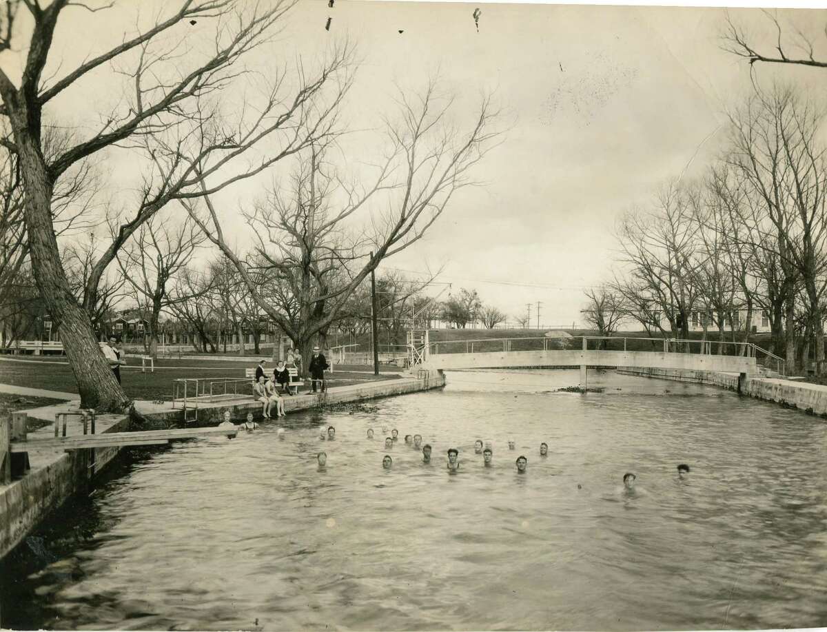Sewell Park in San Marcos began as a college swimming hole in 1916; it was first named Riverside Park.