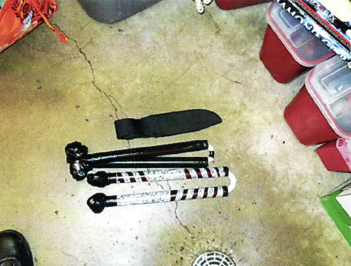 Nunchuks seized following a fight outside a Lake City grocery store, pictured in a Seattle Police Department photo.