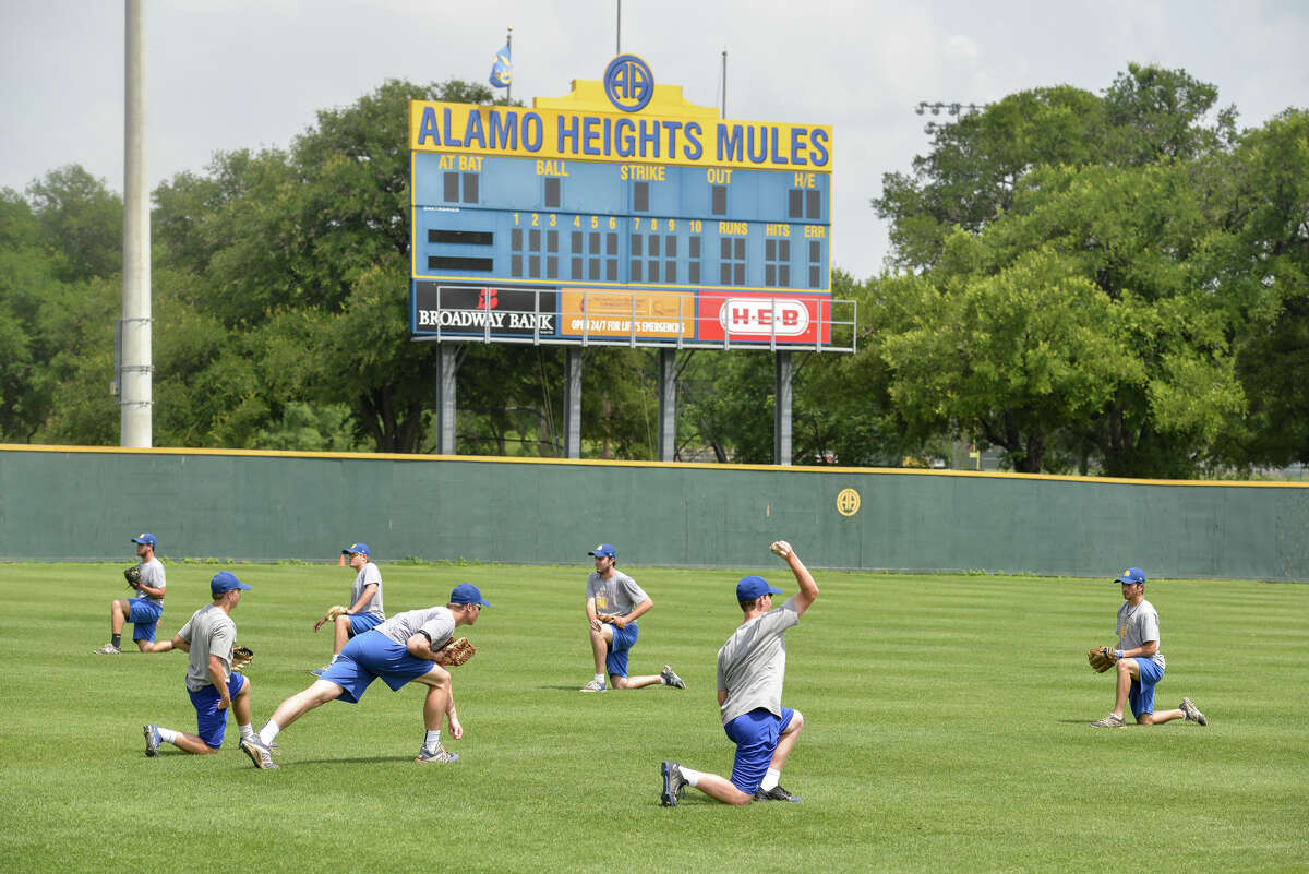 The Alamo Heights Mules work out recently at the Mule Yard.