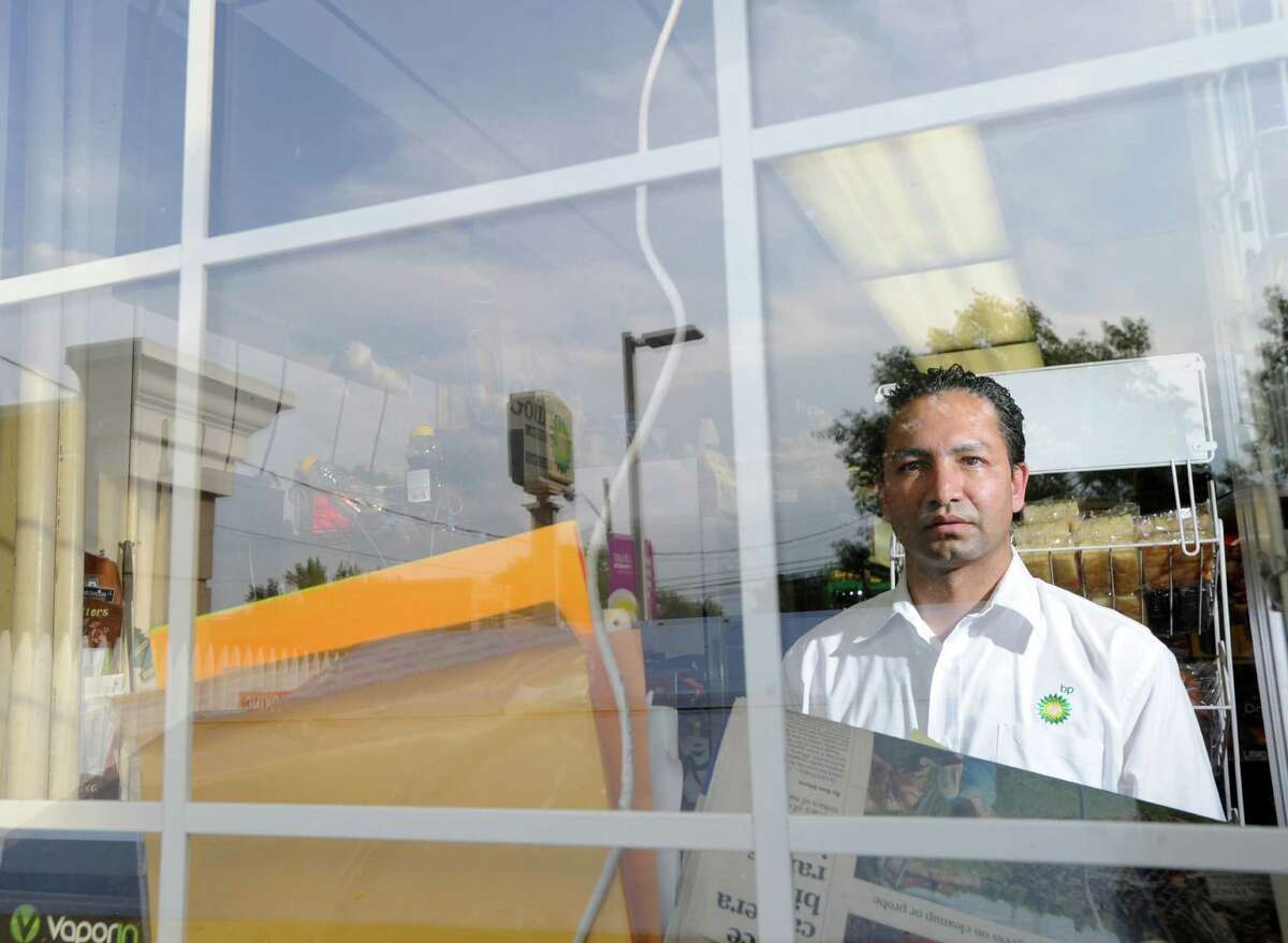Steve Lamichhane at the BP service station he owns in Old Greenwich, Conn., Wednesday, May 27, 2015. Lamichhane, a native of Nepal, lost his nephew, Sushant Dhakal, 16, in the April 25 earthquake that killed 8,800 people.