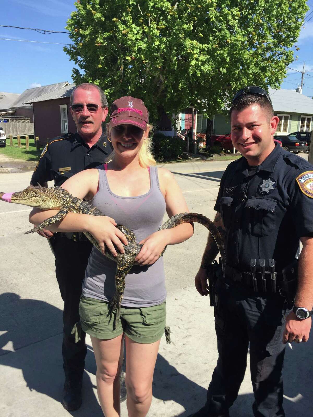 Part-time gator hunter Christy Kroboth (pictured) has also been busy this week catching gators in her free time away from her day job.