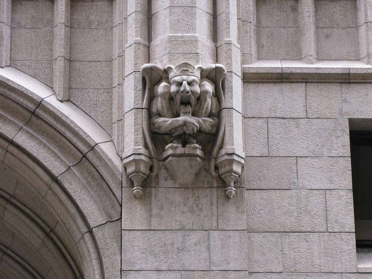 The historic buildings and masonry towers of San Francisco's Financial District are filled with details that you may not expect -- such as this gargoyle on the terra-cotta wall of George Kelham's gothic-flavord Russ Building, a statuesque late-1920s tower.