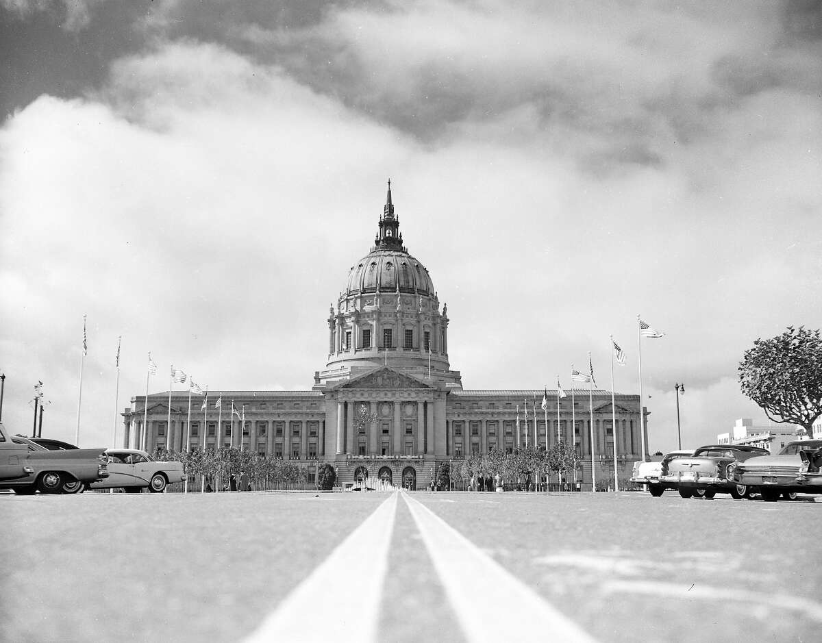 Feb. 1948: A view from the street of San Francisco City Hall.