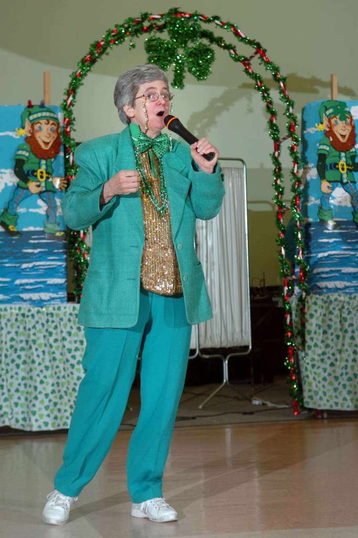 Shirley Backus sings as the Baldwin Players presented their St. Pat's Folly performance at the Baldwin Center, in Stratford, Conn. Friday, March 12th, 2010.