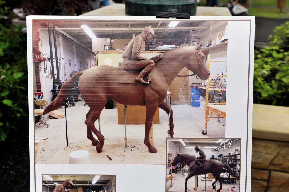 Horse statues jockey for position at Saratoga Springs park