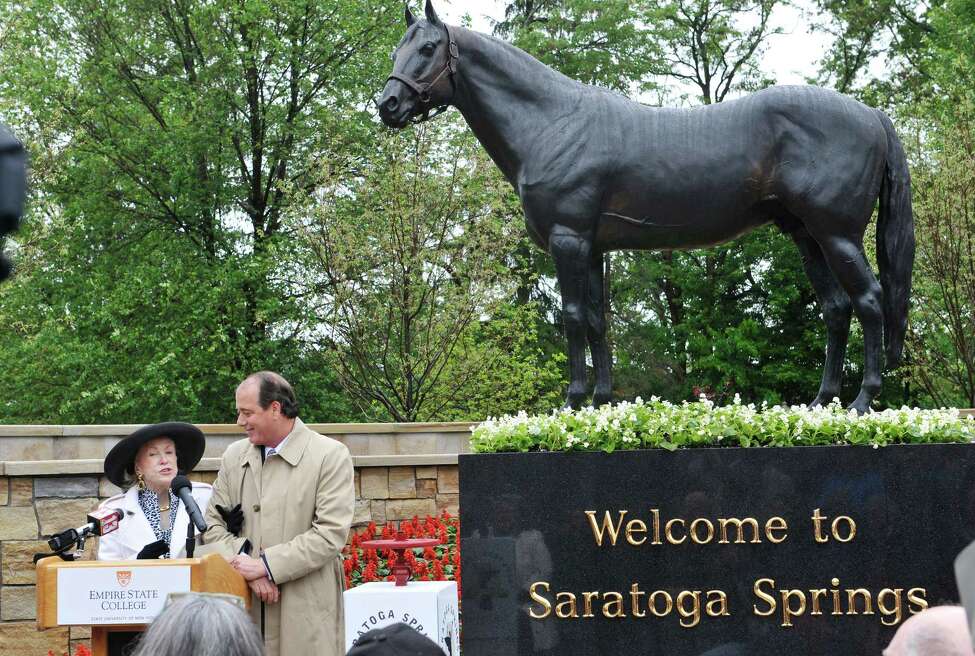 Horse statues jockey for position at Saratoga Springs park
