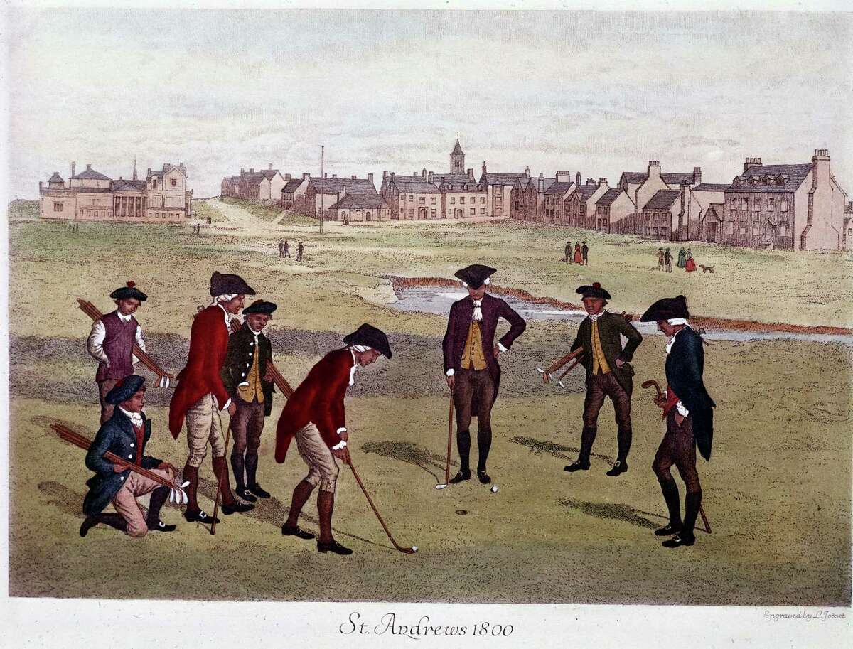 Golf Comes to America, 1880s-1900 "Golf has deep roots in history, going back at least to 1457 in Scotland. But the modern game took hold in the United States in the 1880s, thanks to the efforts of a few English and Scottish immigrants who taught the game to Americans. " - Dr. Elizabeth Rose, Fairfiled Museum & History Center(Pictured: Golf in Saint Andrews, Scotland)