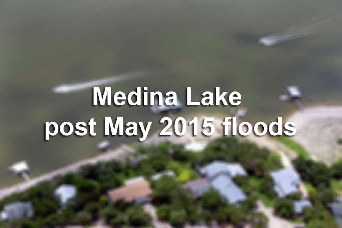 Medina Lake is seen in a Sunday May 31, 2015 aerial photo. Recent rains, though devastating for other parts of Central Texas, have been a blessing for the long-on-the-verge-of-empty lake. The Texas Water Development Board website reported the lake 48.4 percent full Sunday, up from a paltry 4.2 percent full one month ago. That translates to a 60 foot rise in the lake.