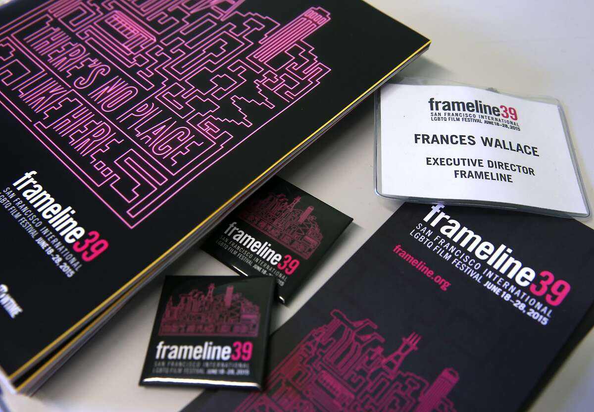 Material for this year's Frameline film festival are displayed in new executive director Frances Wallace's office in San Francisco, Calif. on Wednesday, June 3, 2015. The Frameline39 LGBTQ film festival opens June 18 and concludes June 28.