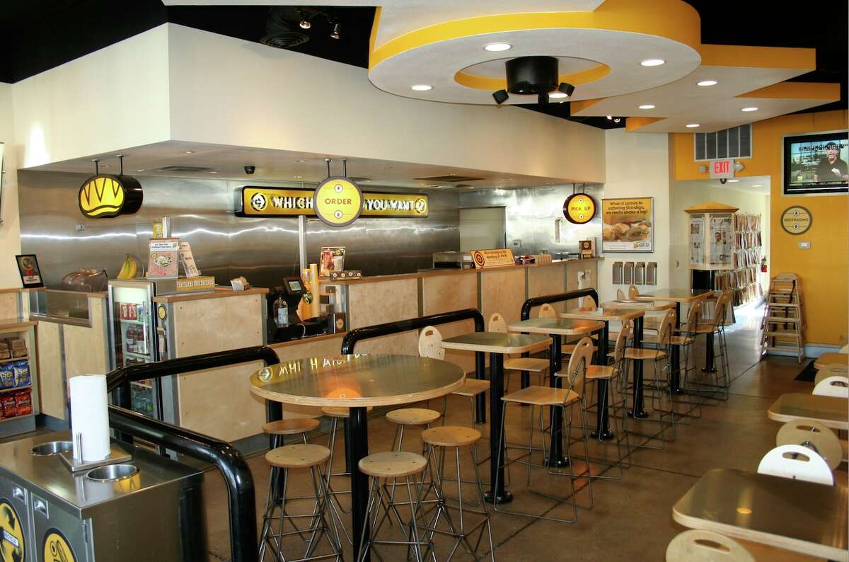 Inside of a typical Which Wich shop.