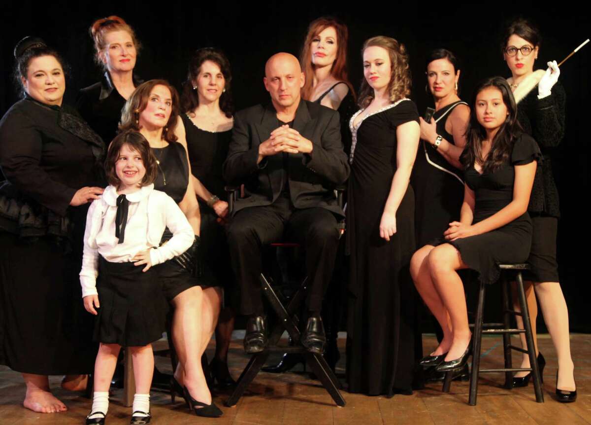 Cast of the Westport Community Theatre's production of the musical "Nine" includes, Ainsley Dahlstrom (child in front); left to right, Lucia Palmieri, Janice Rudolph, Jodi Maxner, Beth Bria, Bennett Pologe, Karen Hanley, Betsy Simpson, Robie Livingstone, Sarah Hernandez and Lisa Dahlstrom.