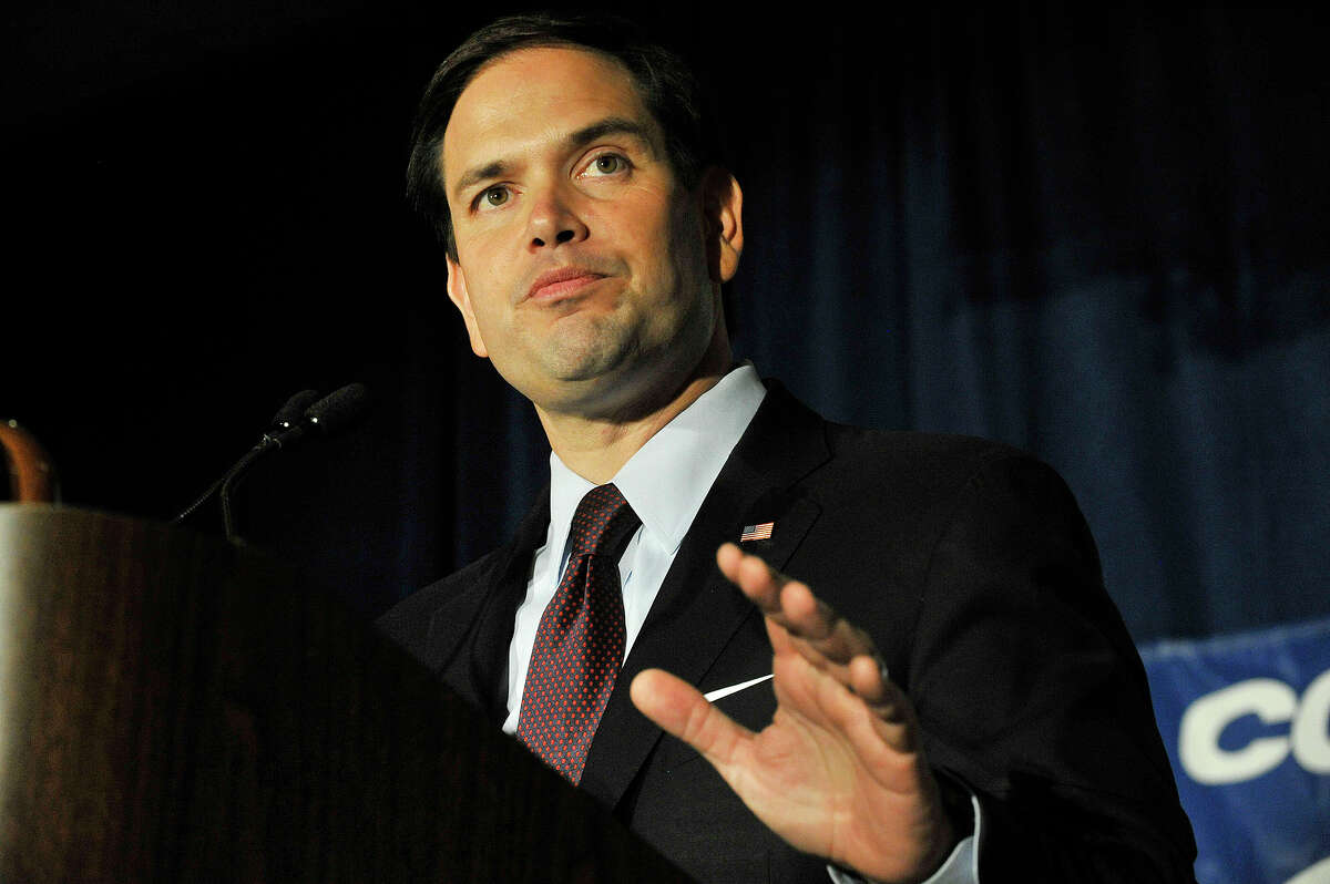 Florida U.S. Senator and Republican presidential candidate Marco Rubio gives the keynote address at the Prescott Bush Dinner at the Crowne Plaza in Stamford, Conn., on Thursday, June 4, 2015.