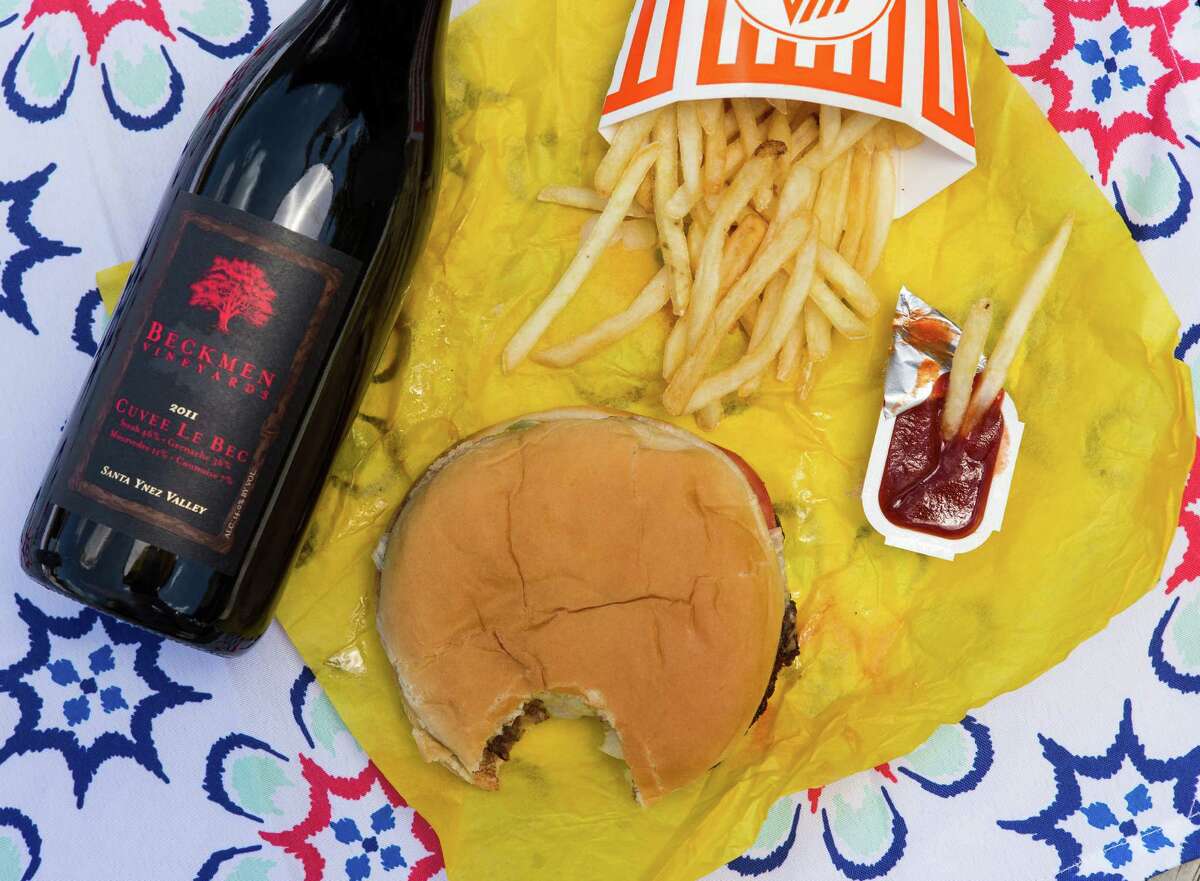 What a combo!: A Whataburger can be perfectly paired with a hoppy amber ale or a big and bold Bordeaux.