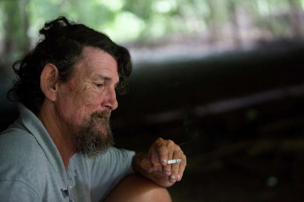 Paul Carbonneau, 60, a homeless man living under a bridge near the Galleria area for the past 15 years, lost the few belongings he owned during a flood that covered many parts of Houston. Thursday, June 4, 2015, in Houston. ( Marie D. De Jesus / Houston Chronicle )