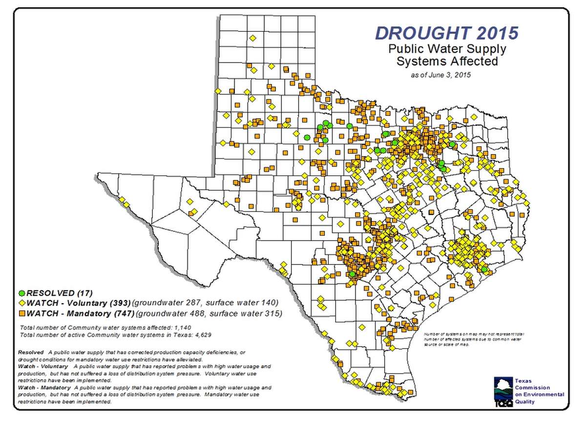 Water suppliers still affected by drought, according to the Texas Commission on Environmental Quality. 
