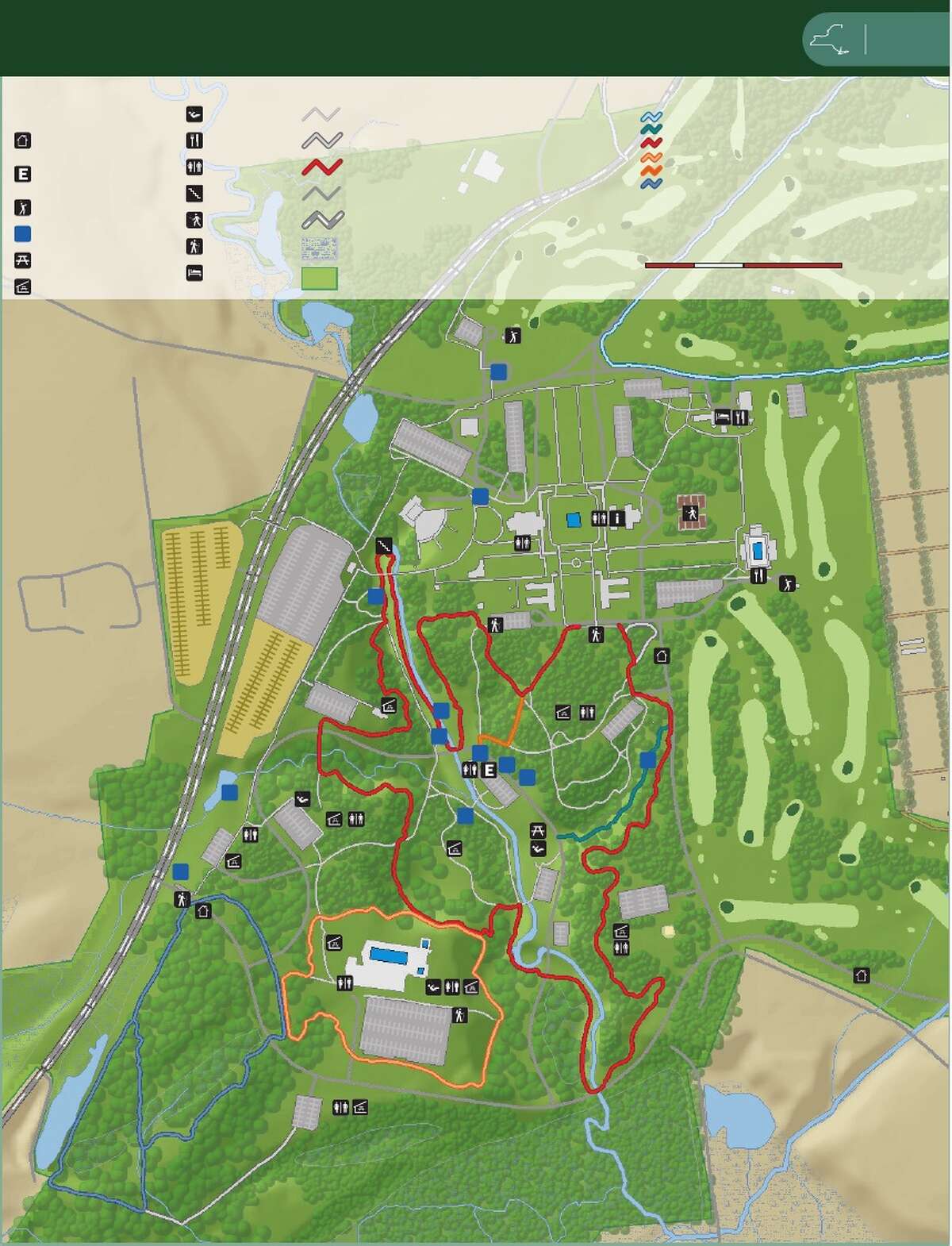 Saratoga Spa State Park . Map shows trails at Saratoga Spa State Park in Saratoga Springs. Read more about the new trails. (Courtesy of Saratoga Spa State Park)