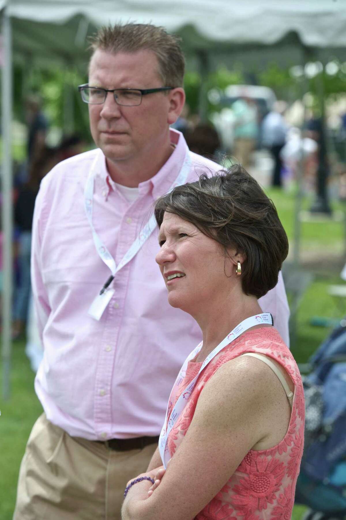 Jenny and Matt Hubbard attended the Catherine Violet Hubbard Foundation's second annual "Butterfly Party"on Saturday, June 6, 2015. The party, a community event, honors their daughter Catherine Violet Hubbard, one of the students lost in the Sandy Hook Elementary School shooting. Saturday, June 6, 2015, in Newtown, Conn.