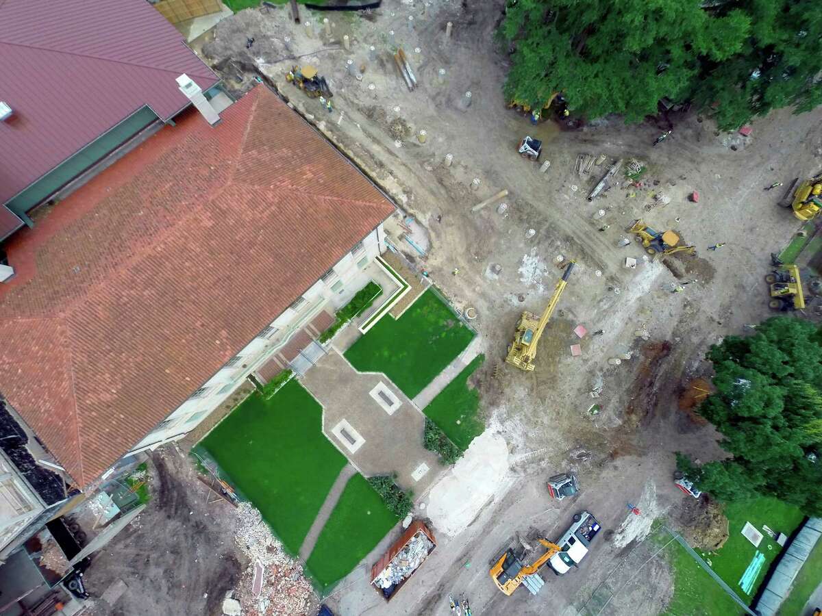 Major sections of the Witte Museum have been removed, as seen in a Thursday, May 28, 2015, aerial photo taken with a remote control quadcopter,. so that the museum can undergo a multi-part renovation and expansion.