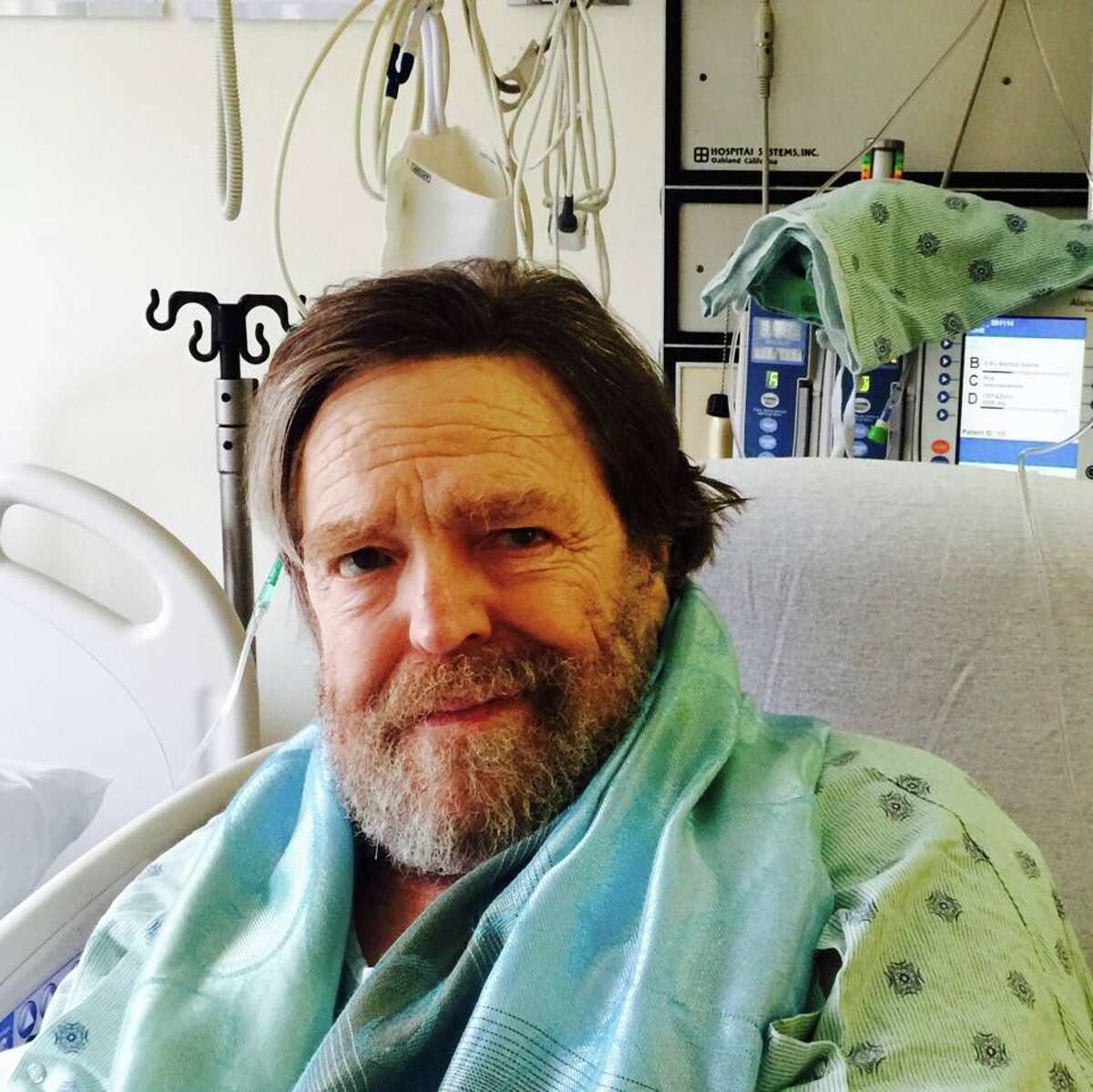 John Perry Barlow, shortly after a heart attack in 2015. Photo via his Twitter account.