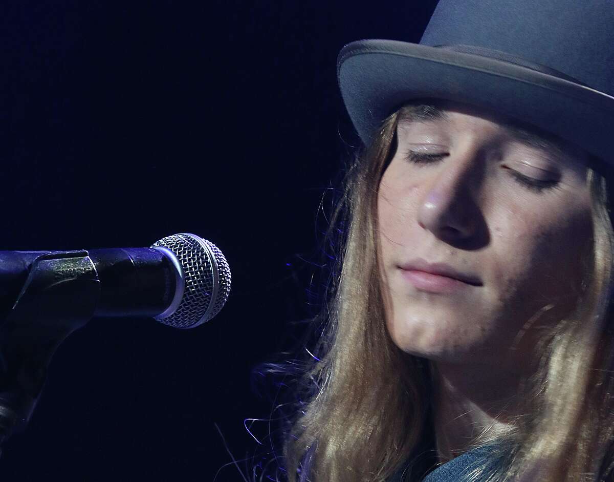 Sawyer Fredericks performs Saturday, June 6, 2015 at Saratoga Performing Arts Center. The 16-year-old from Fultonville, who recently beat the competition on NBC's The Voice, was the final performer at the FLY 92.3 Summer Jam. (Ed Burke / Special to the Times Union)