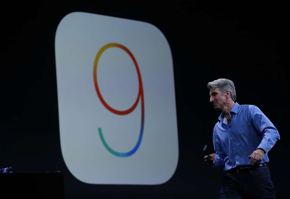 Craig Federighi, Apple senior vice president of Software Engineering, speaks about iOS 9 during Apple WWDC on June 8, 2015 in San Francisco.