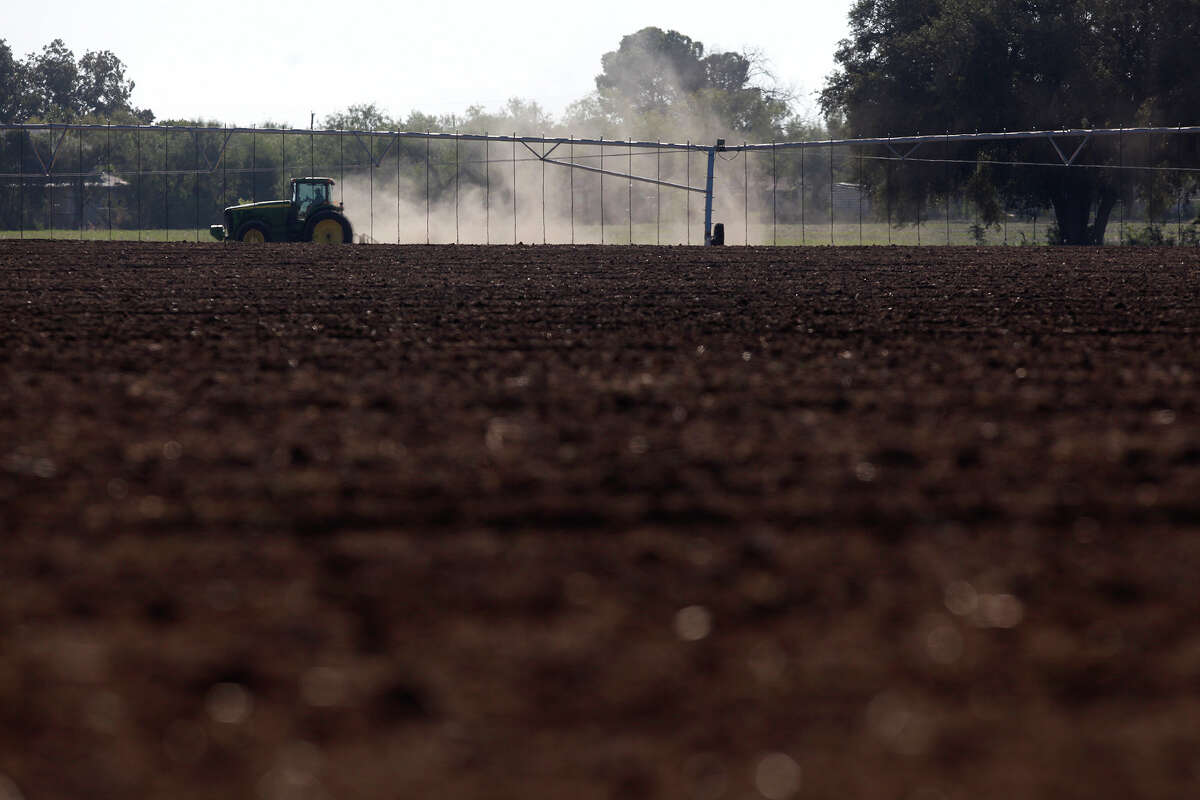 metro - A field is cleaned up at the Smith Farm, southeast of Ulvade, on Wednesday, Oct. 26, 2011. The field's well doesn't have enough water for the center pivot, at right, to work so nothing will be planted there. Onions grew on the field last winter. LISA KRANTZ/lkrantz@express-news.net