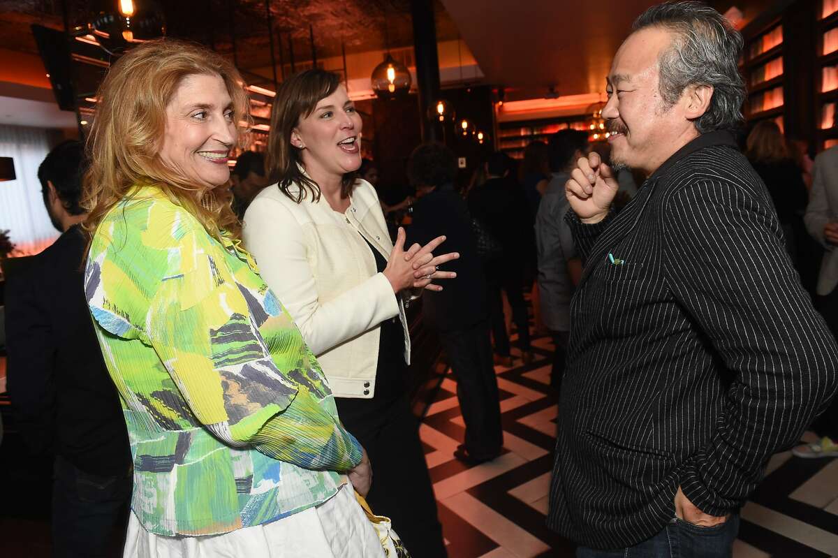 The San Francisco Chronicle celebrated its choice of the Top 100 Bay Area restaurants at Novela in San Francisco on June 8, 2015. Chronicle Editor-in-Chief Audrey Cooper (center) chats with Lissa Doumani and Hiro Sone (both owners of Terra)