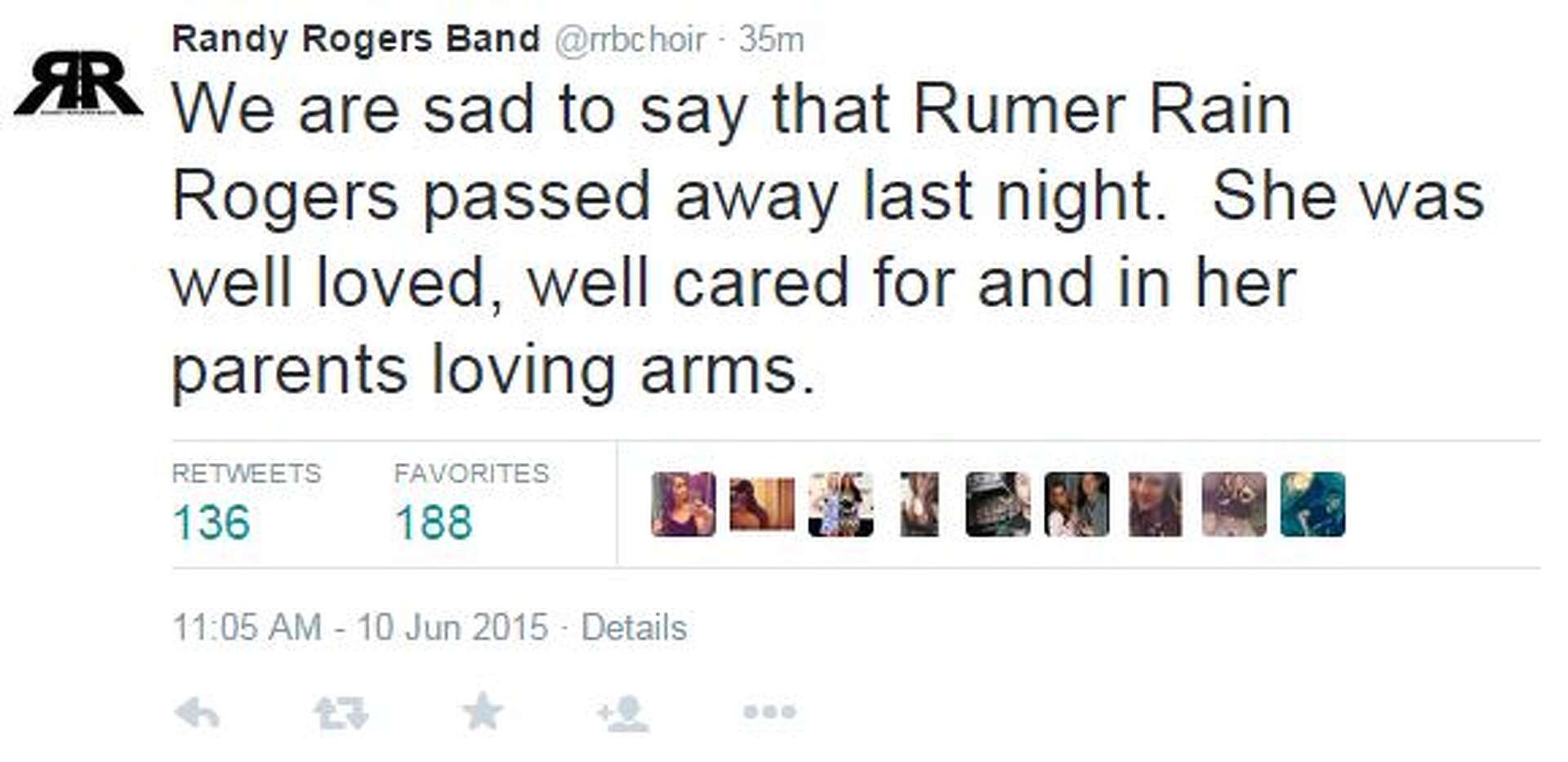 Newborn daughter of Texas country star Randy Rogers passed away last