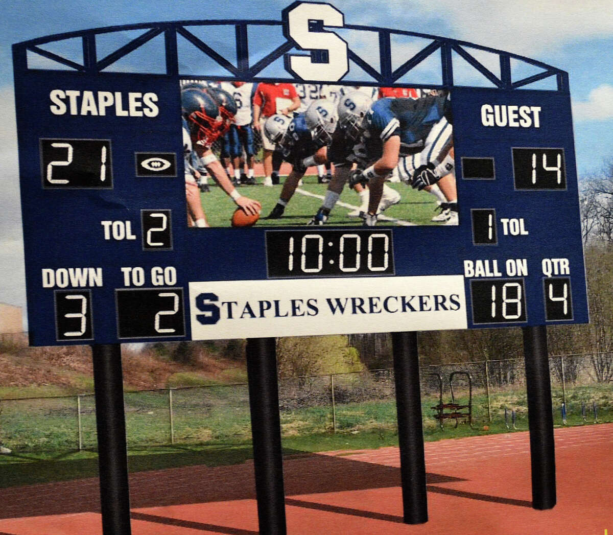 Staples gridiron scoreboard OK'd for electronic transformation