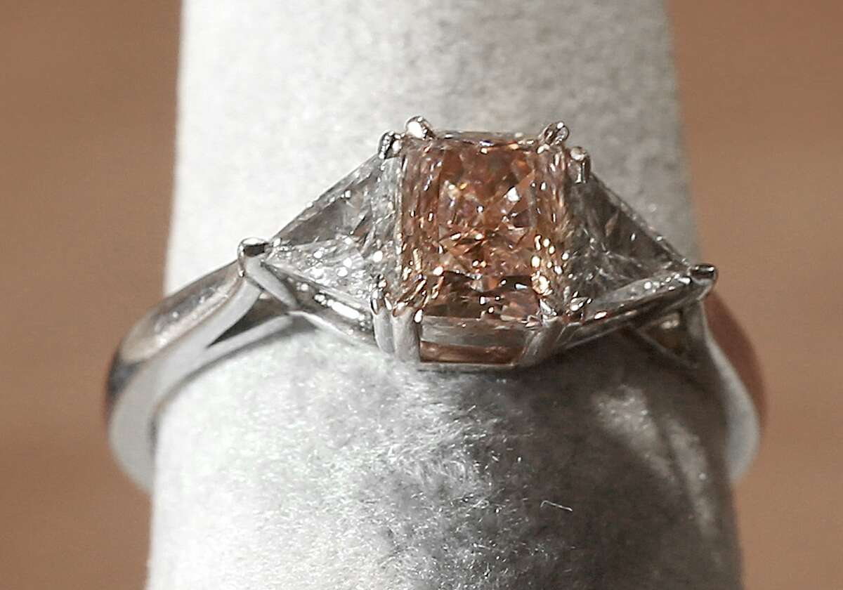 A J.E. Caldwell natural fancy purplish pink diamond ring priced at $237,500 dollars displayed at the estate jeweler 66 mint in San Francisco, California, on Thursday, June 11, 2015. A family run business which spans four generations, they just opened a sell center in Silicon Valley this month.