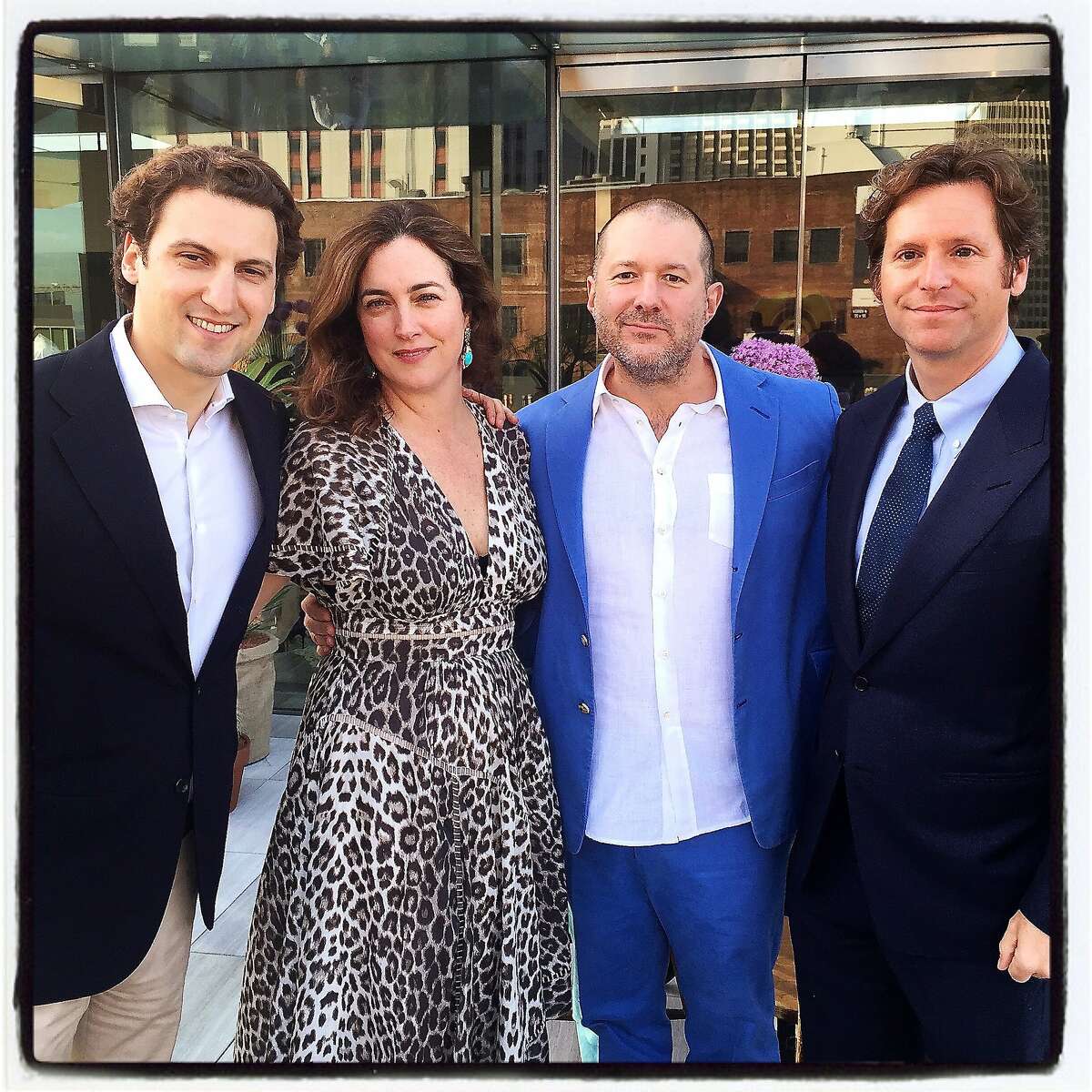 Krug Champagne US Director Vincent Pages (at left) with Alexis Traina, Apple Design Chief Jony Ive and ifonly.com host Trevor Traina at The Battery. June 2015. By Catherine Bigelow.