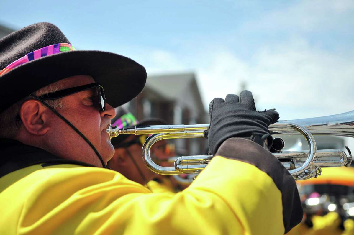 A member of the Bayonne Bridgemen performs during the 48th Flag Day Parade Sunday, June 14, 2015, in Troy, N.Y. (Phoebe Sheehan/Special to the Times Union)