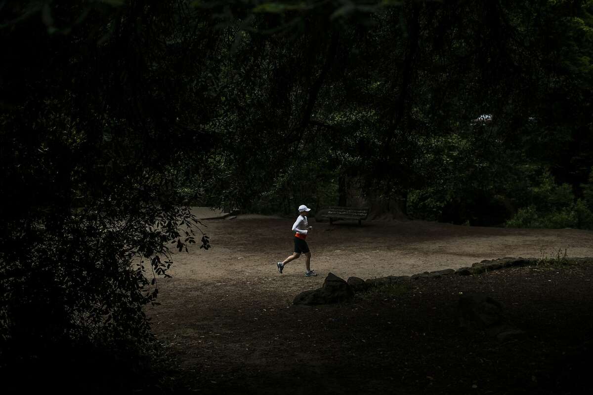 A runner treks through Old Mill Park during the 105th Dipsea Race in Mill Valley on June 14.