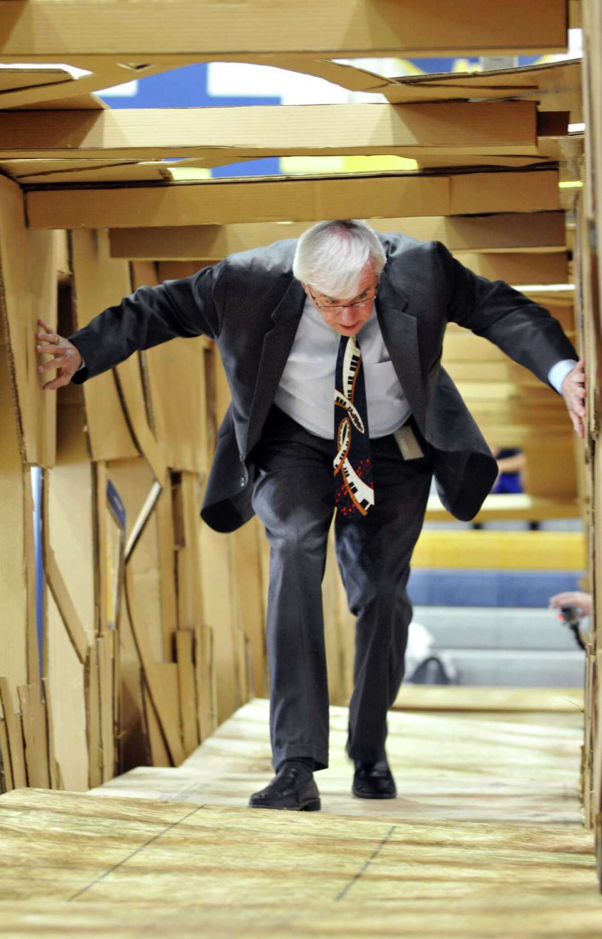 Averill Park students construct massive cardboard bridge