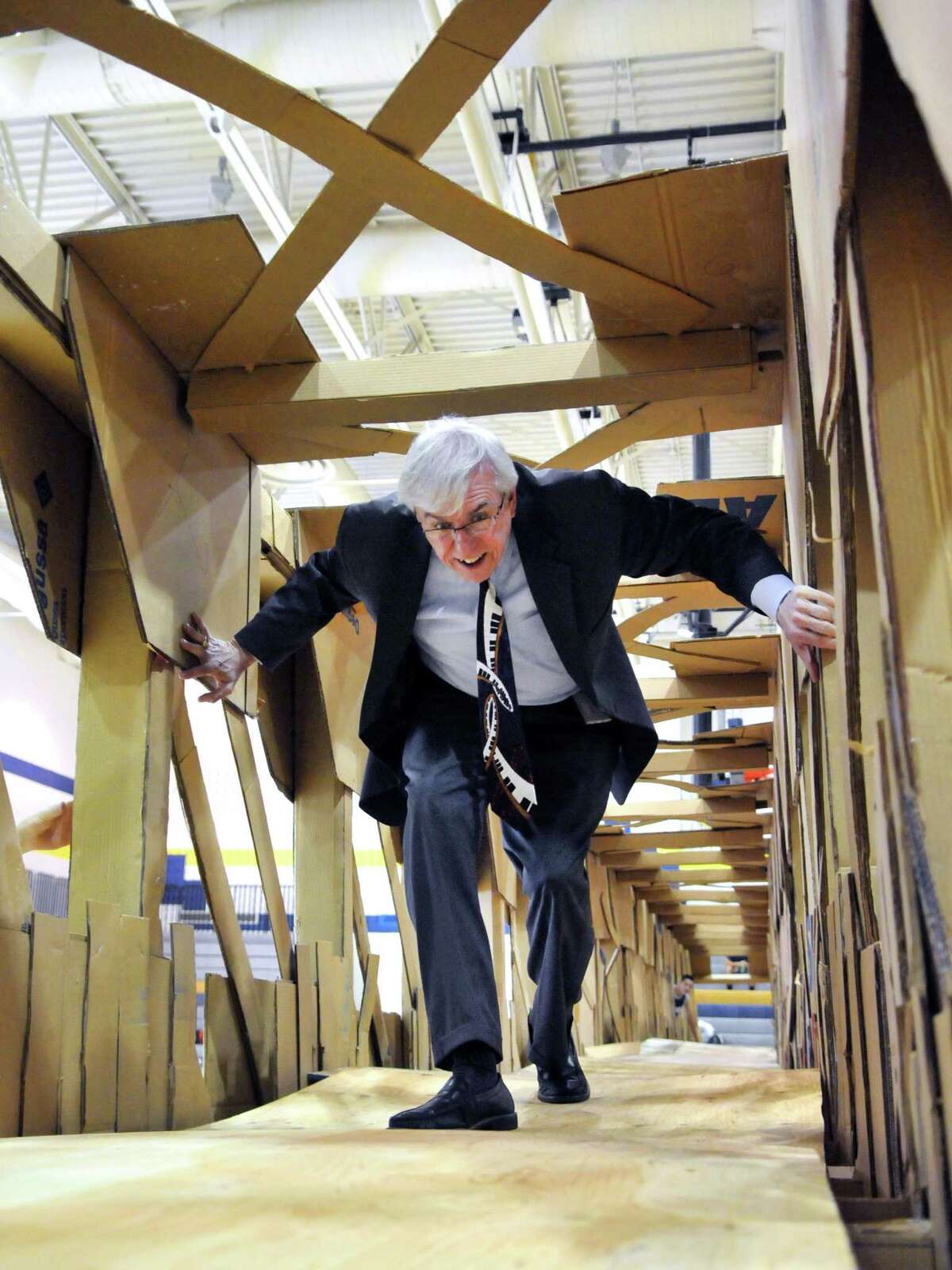 Averill Park students construct massive cardboard bridge