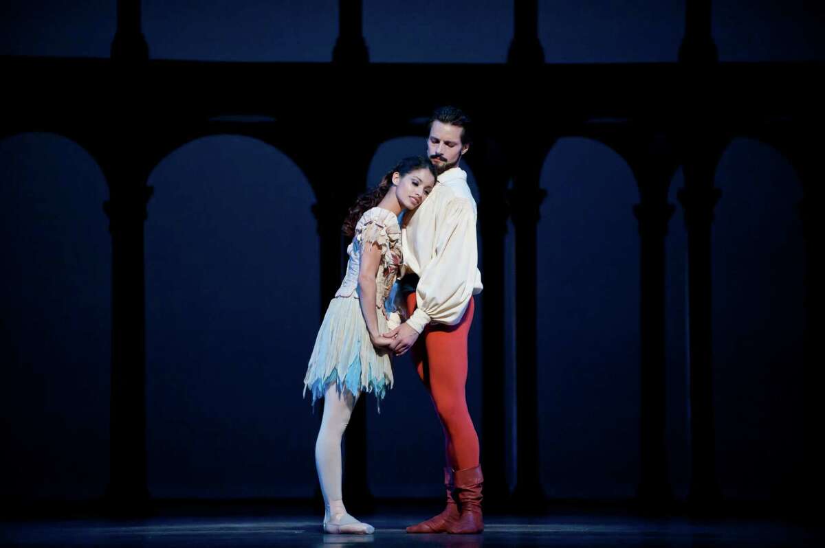 Simon Ball as Petruchio and Karina Gonzalez as Kate Houston Ballet's production of John Cranko's "The Taming of the Shrew." He's scheduled to retire after Sunday's performance, when he'll partner Soo Youn Cho.