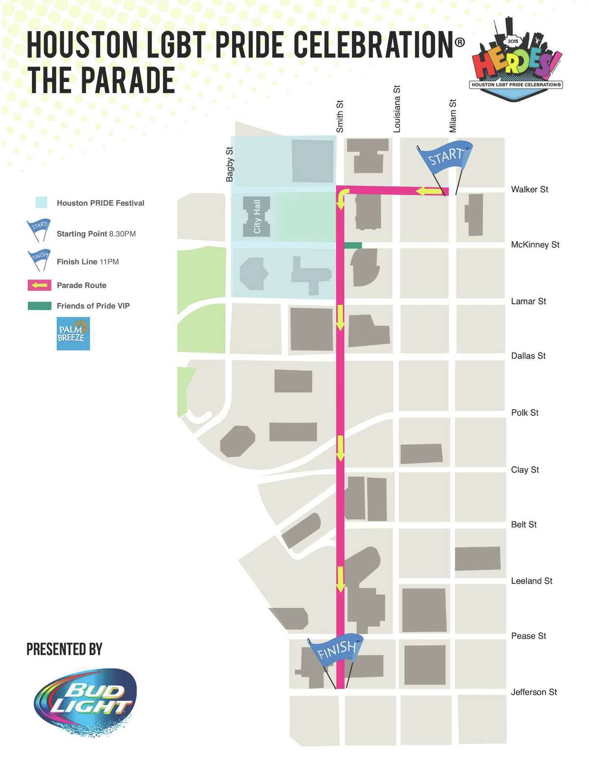 Pride Houston 2015 parade location and route.