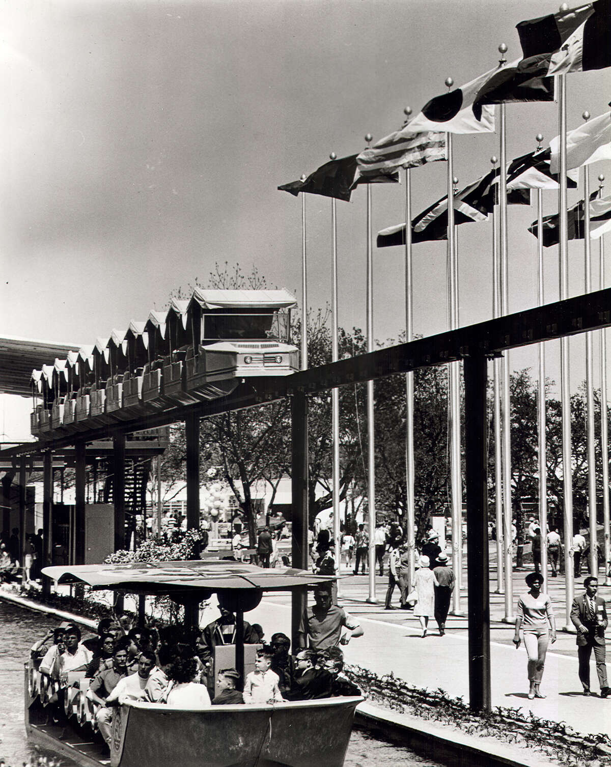 The mini monorail is pictured during HemisFair. 1968.