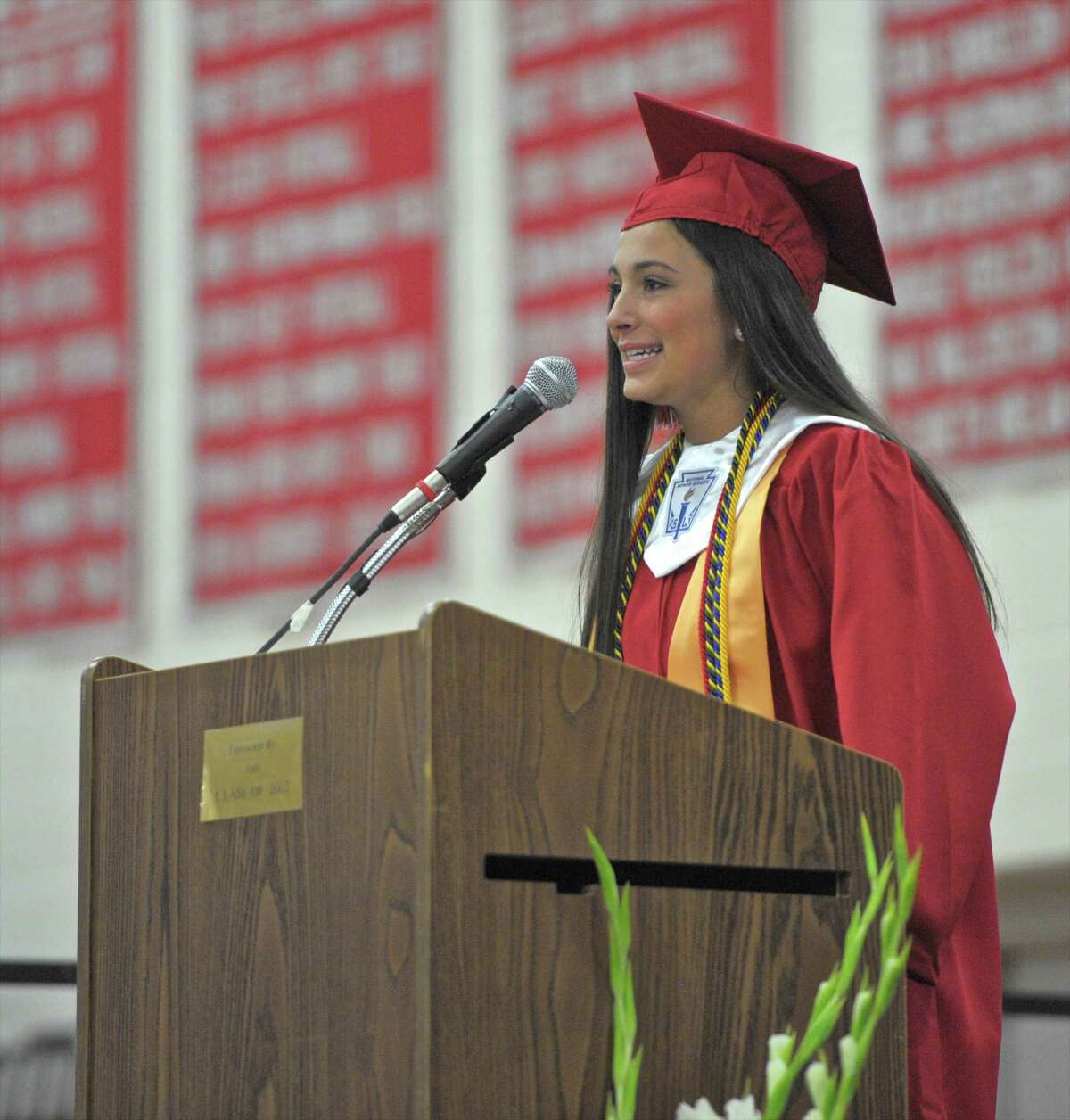 Joanna Rizza was the Salutatorian for the 2015 Pomperaug Regional High School Graduation Program, on Thursday night, June 18, 2015 at Pomperaug High School, Southbury, Conn.