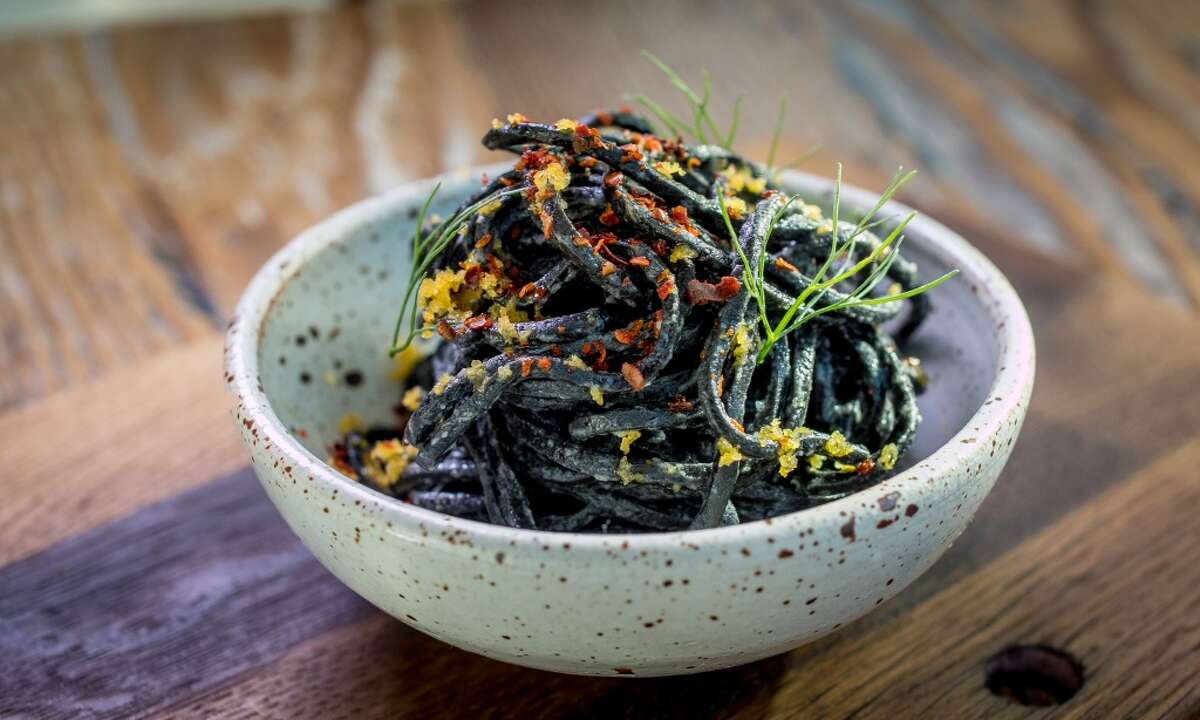 The chilled Squid Ink Noodles at Octavia in San Francisco, Calif., are seen on June 12th, 2015.
