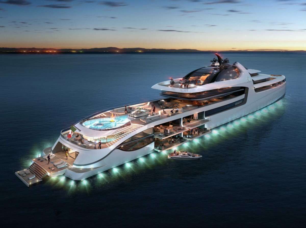 Artist renderings of the Italian Sea Group's Admiral X Force 145 explain why this is panning out to be the world's most expensive yacht.